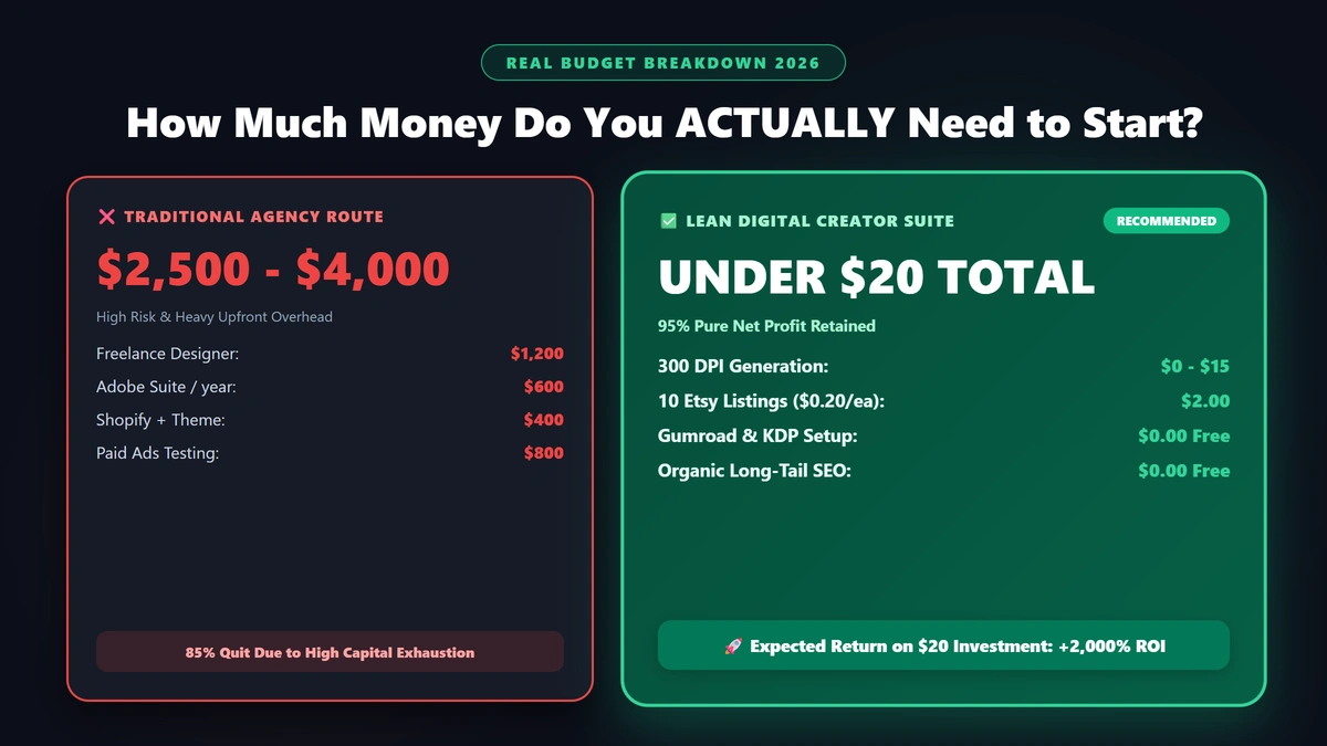 How Much Money Do You Actually Need to Start a Digital Products Business in 2026? (Real Budget Breakdown)