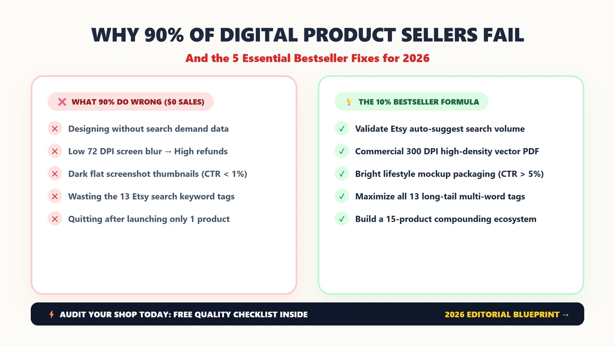 Why 90% of Beginners Fail at Selling Digital Products (And 5 Costly Mistakes to Avoid in 2026)