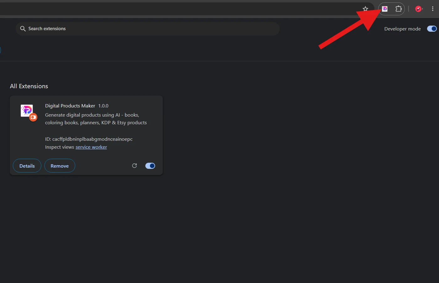 Launching Digital Products Maker extension from Chrome toolbar Launching Digital Products Maker extension from Chrome toolbar