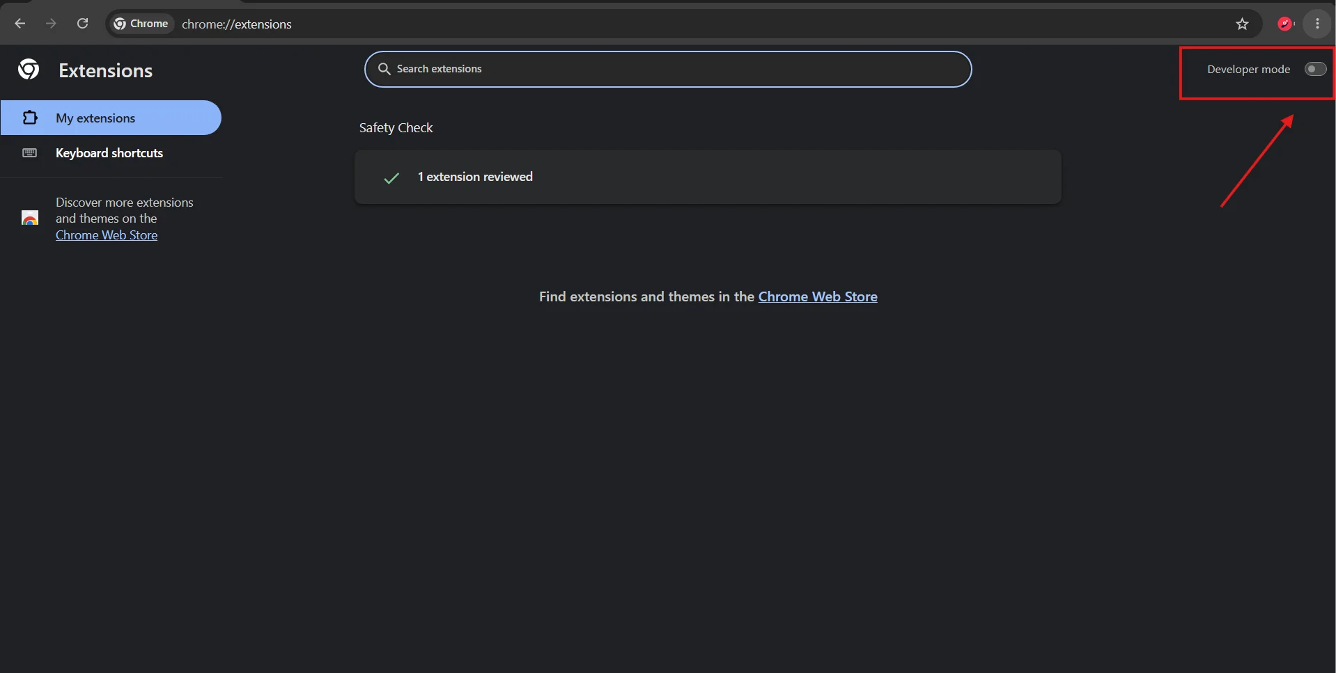 Toggle Developer Mode ON in Chrome Extensions Toggle Developer Mode ON in Chrome Extensions