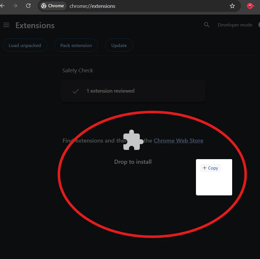 Drop to Install Extension in Chrome Drop to Install Extension in Chrome
