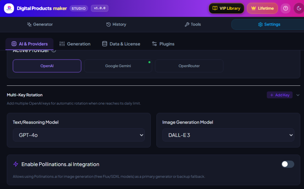 Digital Products Maker Settings Pollinations AI Integration Toggle Fallback Mode Digital Products Maker Settings Pollinations AI Integration Toggle Fallback Mode